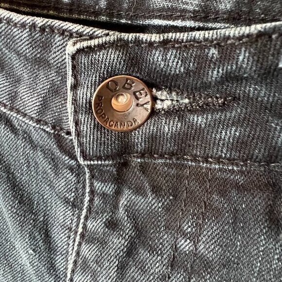 Obey Propaganda Jeans SZ 28X34 Blackish Blue Debbie Fit Low Waist Skinny Studs - Picture 8 of 14